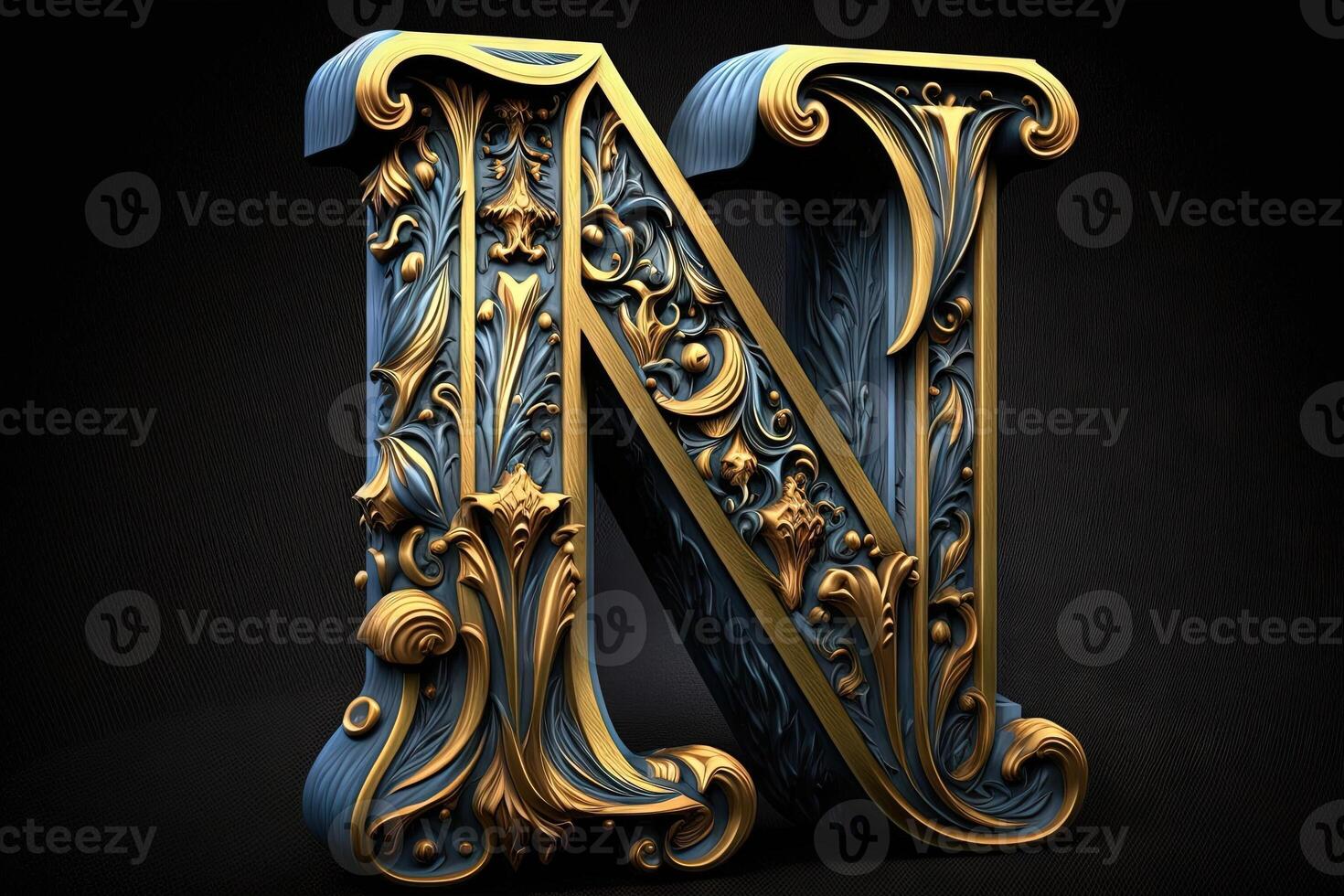 n 3d médiéval lettre médiéval style alphabet collection lettre illustration génératif ai photo