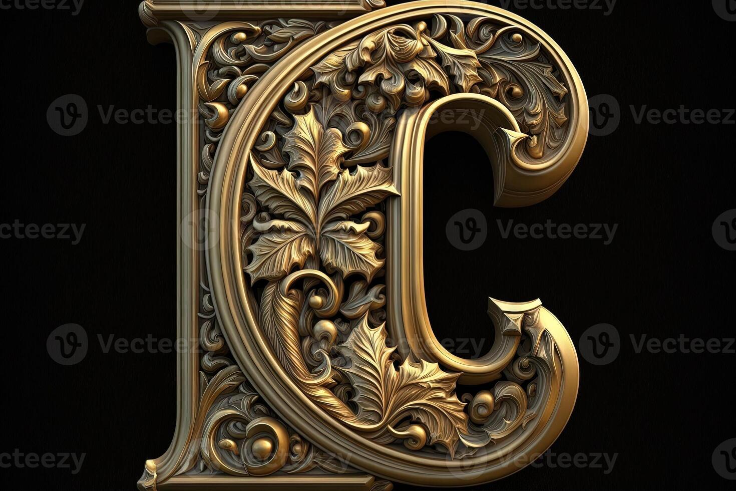 c 3d médiéval lettre médiéval style alphabet collection lettre illustration génératif ai photo