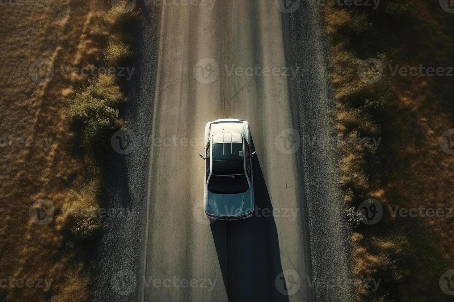 ai génératif aérien vue de une voiture sur le route photo