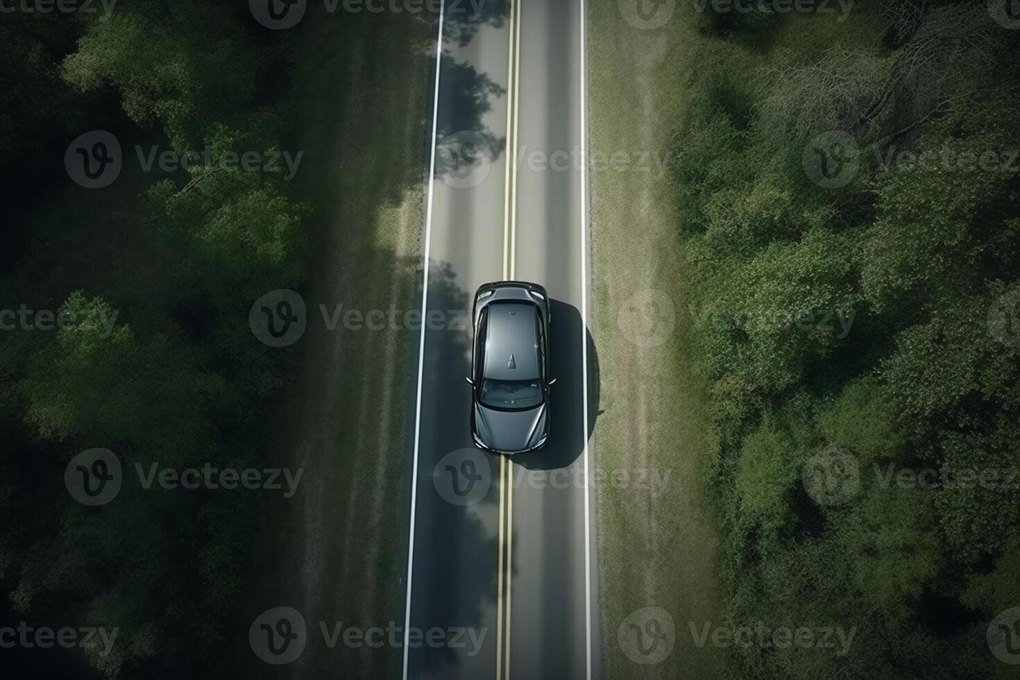 ai génératif aérien vue de une voiture sur le route photo