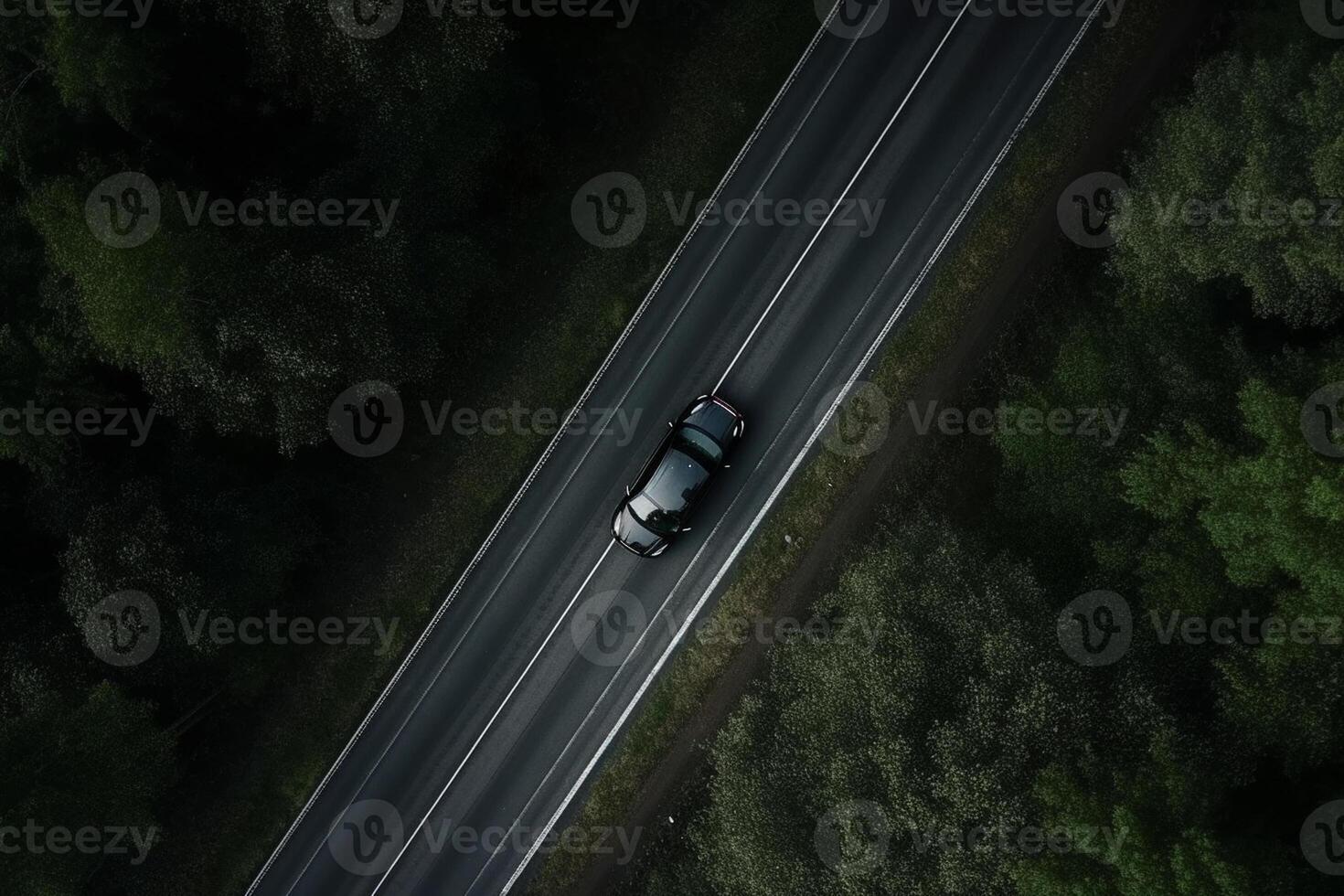 ai génératif aérien vue de une voiture sur le route photo