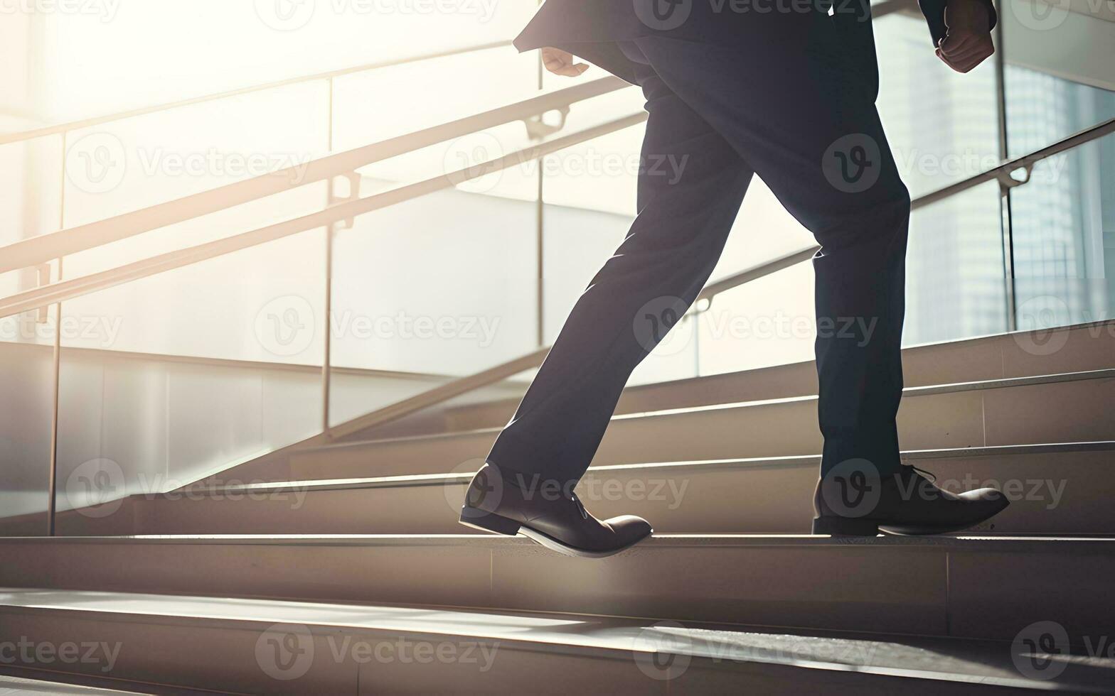 proche en haut Jeune homme d'affaire pieds sprint en haut escaliers Bureau milieu image photo