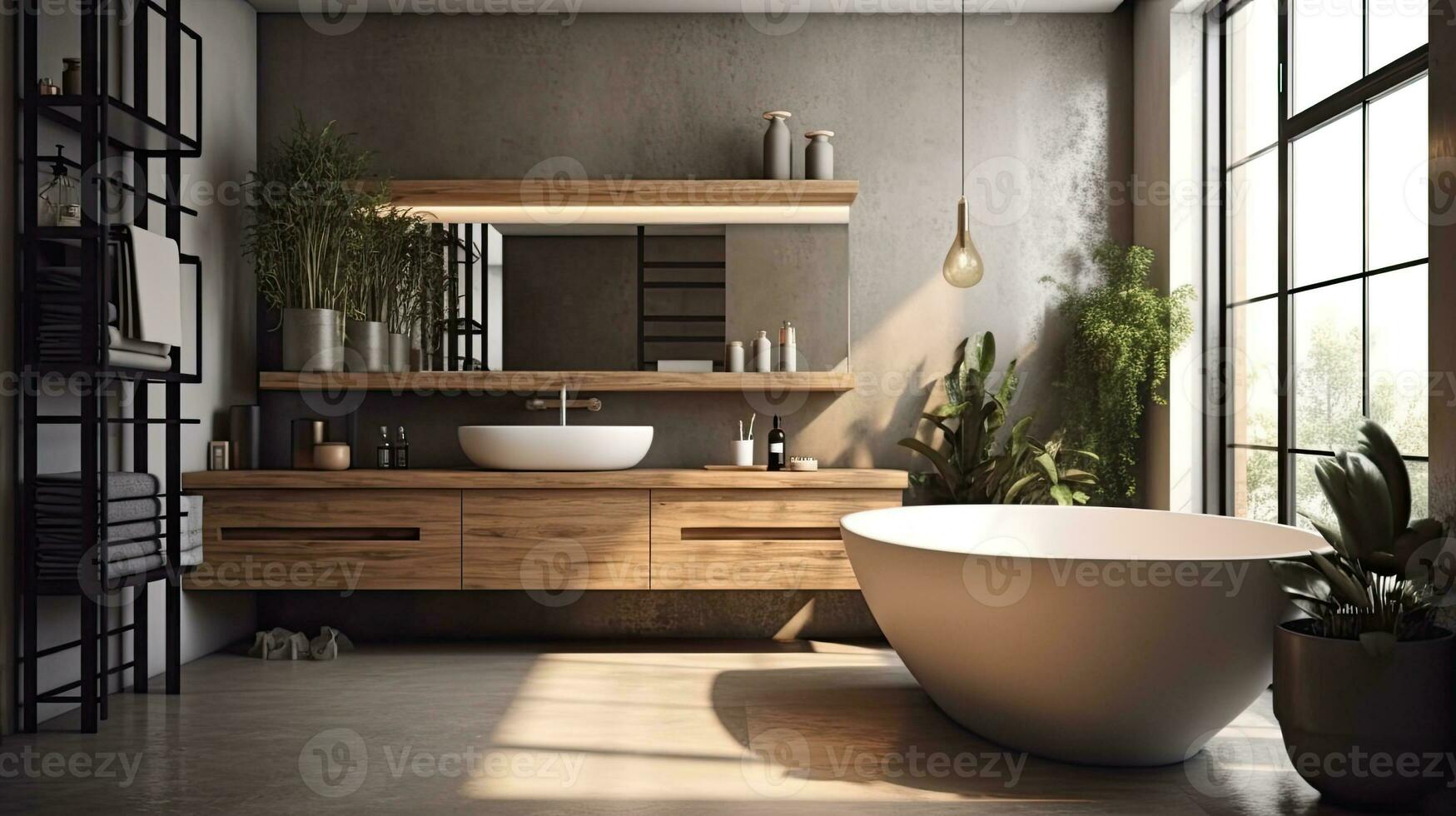 Salle De Bains De Luxe Avec La Baignoire De Style De Jacuzzi, Le Plancher  En Pierre, Et Le Bl Photo stock - Image du architecte, bathroom: 67348632