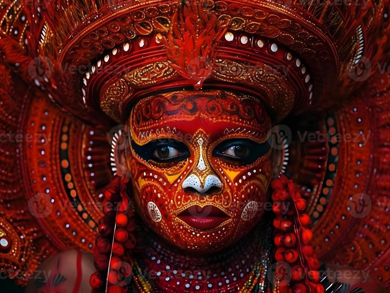 ils yam visage traditionnel se maquiller, art de Kerala, Inde. fonds d'écran. ai généré photo