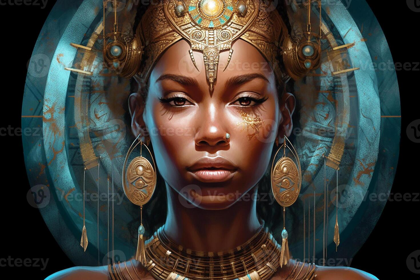 portrait de un ancien égyptien reine, pharaon. une puissant femme. génératif ai photo