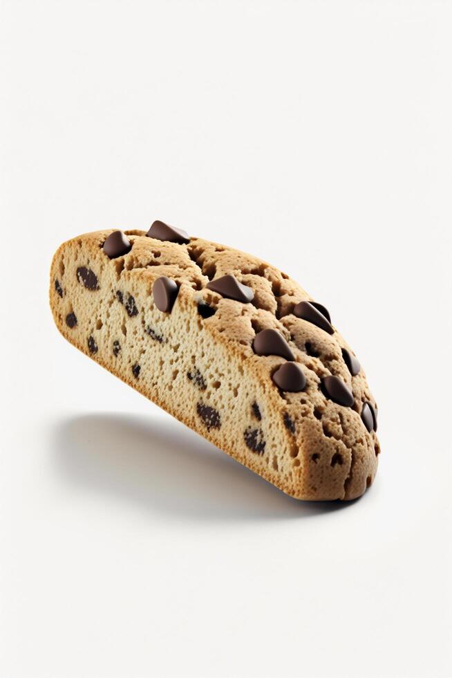 prendre plaisir le croustillant texture et authentique goût de italien Biscotti biscuits sur une blanc Contexte ai généré photo