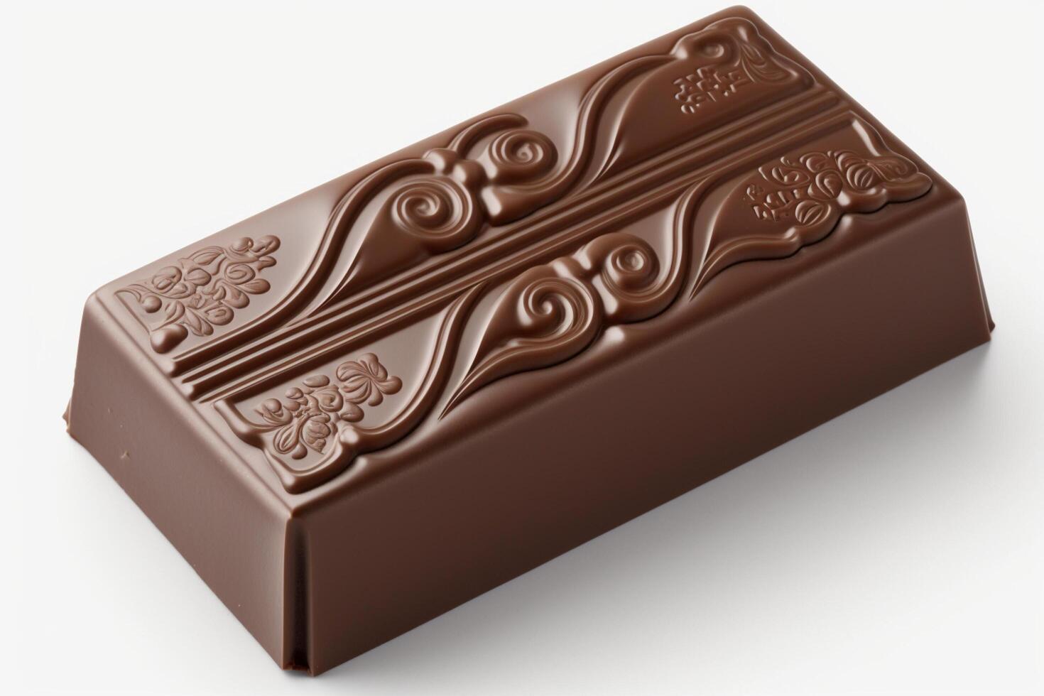 image de proche en haut de une délicieux fusion Chocolat bar isolé sur blanc Contexte. pour Chocolat festival, nourriture, sucré dessert, la Saint-Valentin journée ou Chocolat journée par ai généré photo