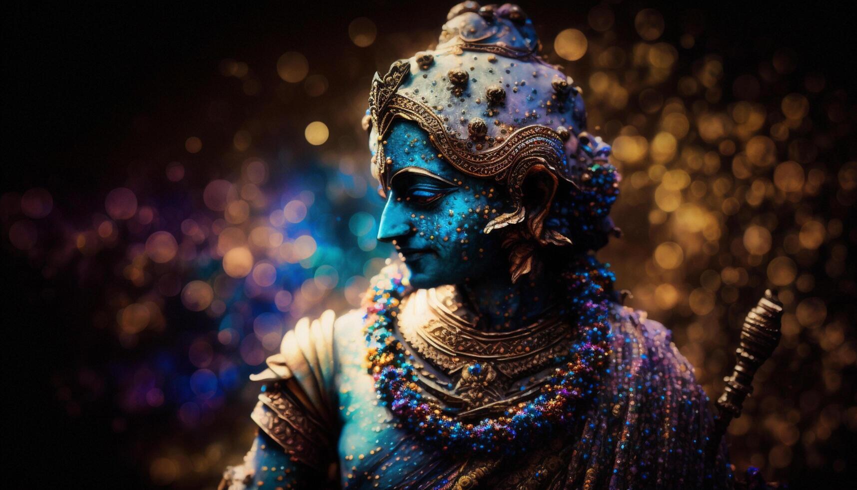 serein portrait de Seigneur Krishna, le Dieu de l'amour et la compassion ai généré photo