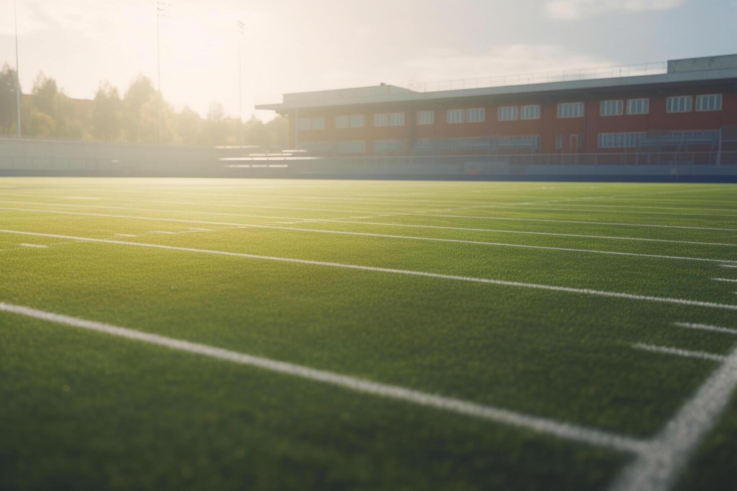 le vert des champs de haute école une vibrant des sports sol ai généré photo