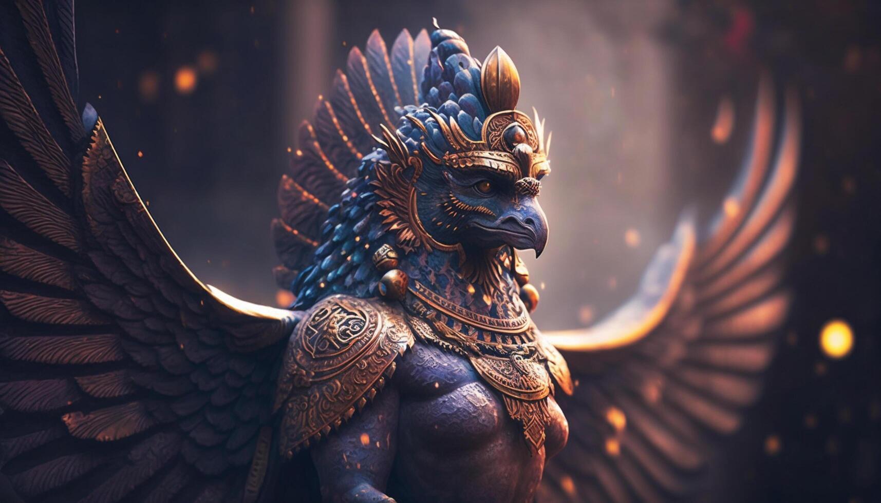 majestueux garuda sculpture symbole de Puissance et dévouement dans Indien mythologie ai généré photo