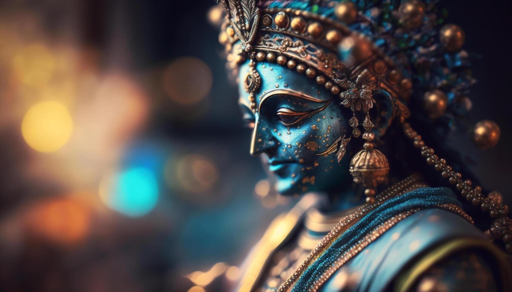 serein portrait de Seigneur Krishna, le Dieu de l'amour et la compassion ai généré photo