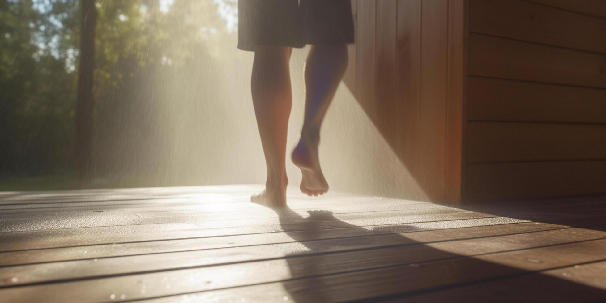 rafraîchissant sauna échapper à ensoleillé en plein air ai généré photo