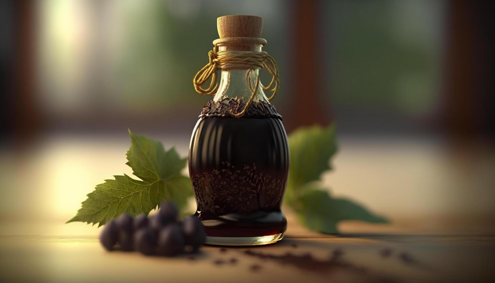 saveur le riches goût de Italie avec une bouteille de authentique balsamique le vinaigre ai généré photo