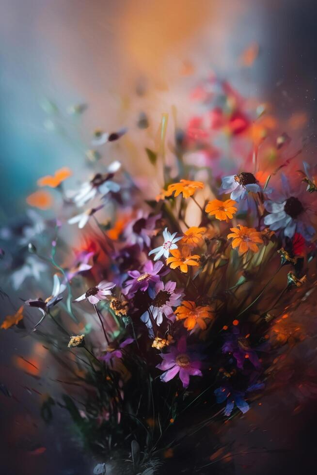 coloré fleurs dans abstraction une fête de la nature ai généré photo