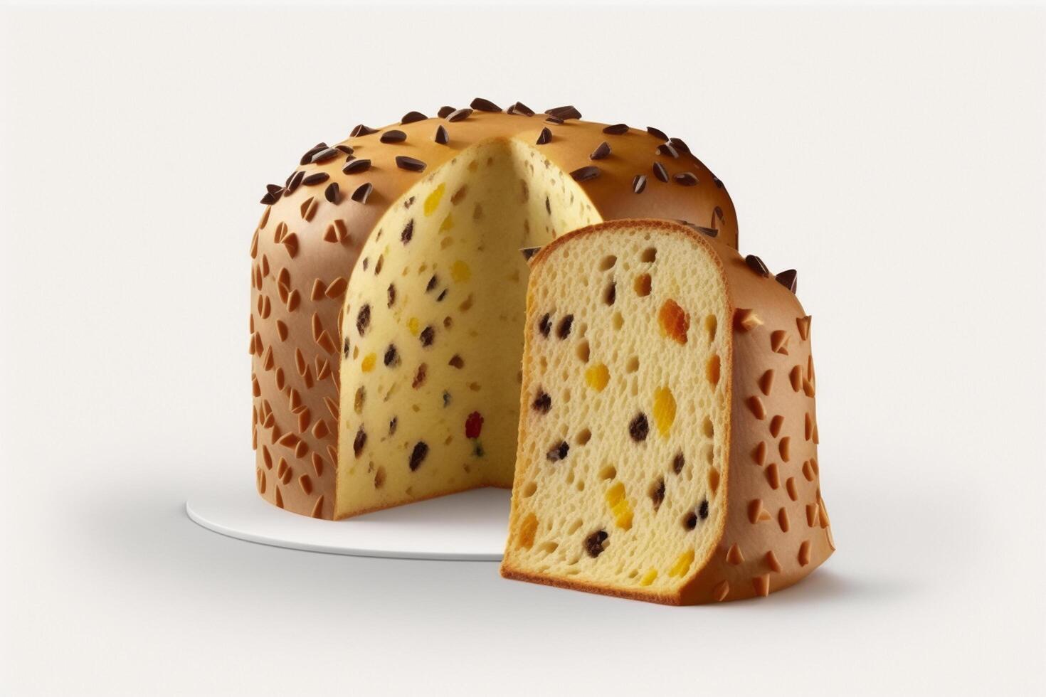 délicieux italien panettone gâteau isolé sur blanc Contexte pour Noël fête ai généré photo