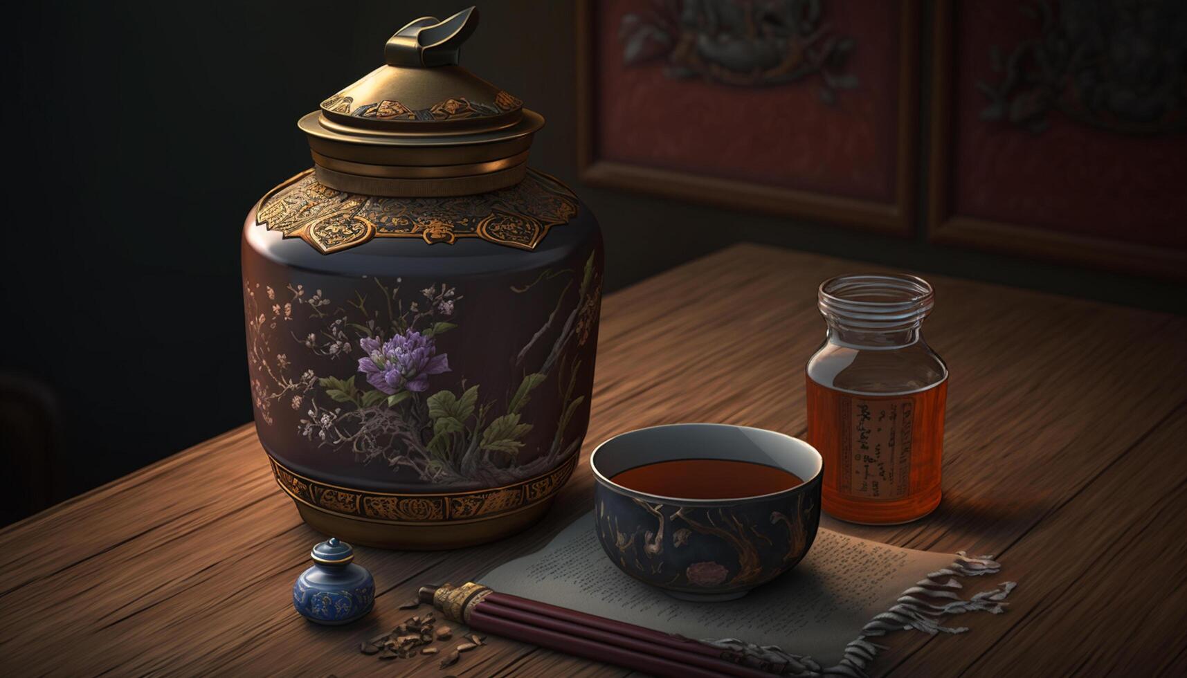 exquis traditionnel chinois thé ensemble dans élégant style ai généré photo