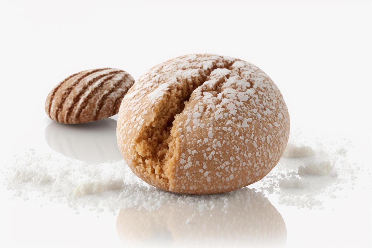 le croustillant et croquant italien traiter isolé amaretti biscuits sur une blanc Contexte ai généré photo