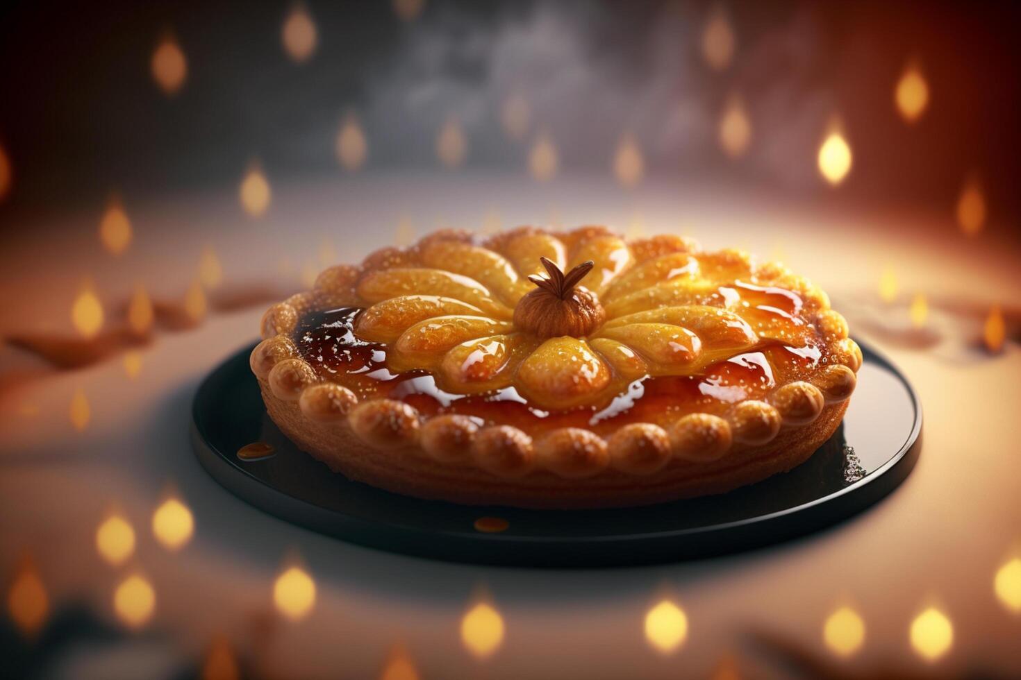 à l'envers Pomme Tarte avec de beurre Pâtisserie ai généré photo