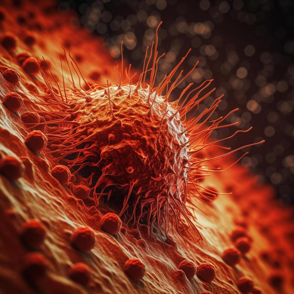 explorant le subtilités de cellulaire la vie une fascinant 3d illustration mettant en valeur le microscopique monde de cancer cellules ai généré photo