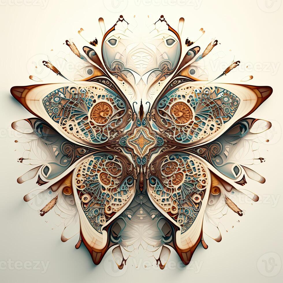 coloré papillon mandala art. établi avec génératif ai technologie. photo