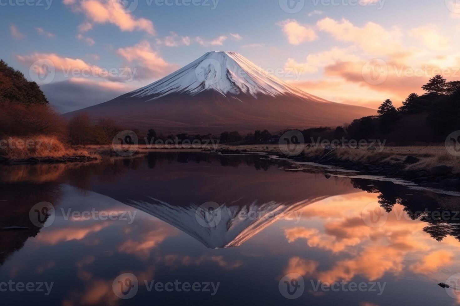 ai généré Montagne Fuji vue Japonais vacances en voyageant Contexte photo