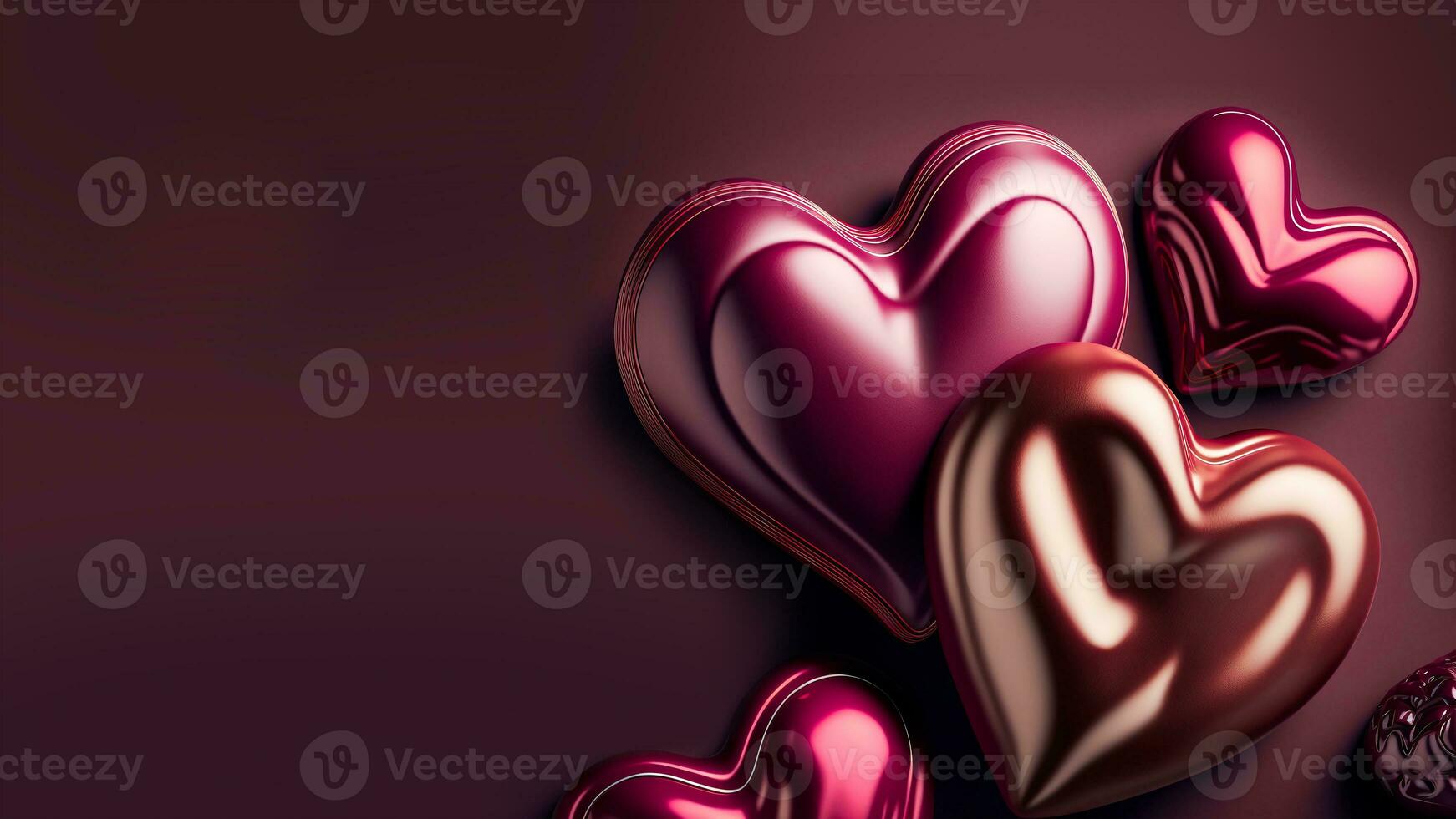 brillant coloré cœur formes dans 3d rendre. photo