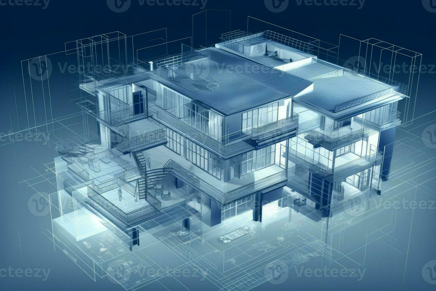 maison plan 3d. produire ai photo