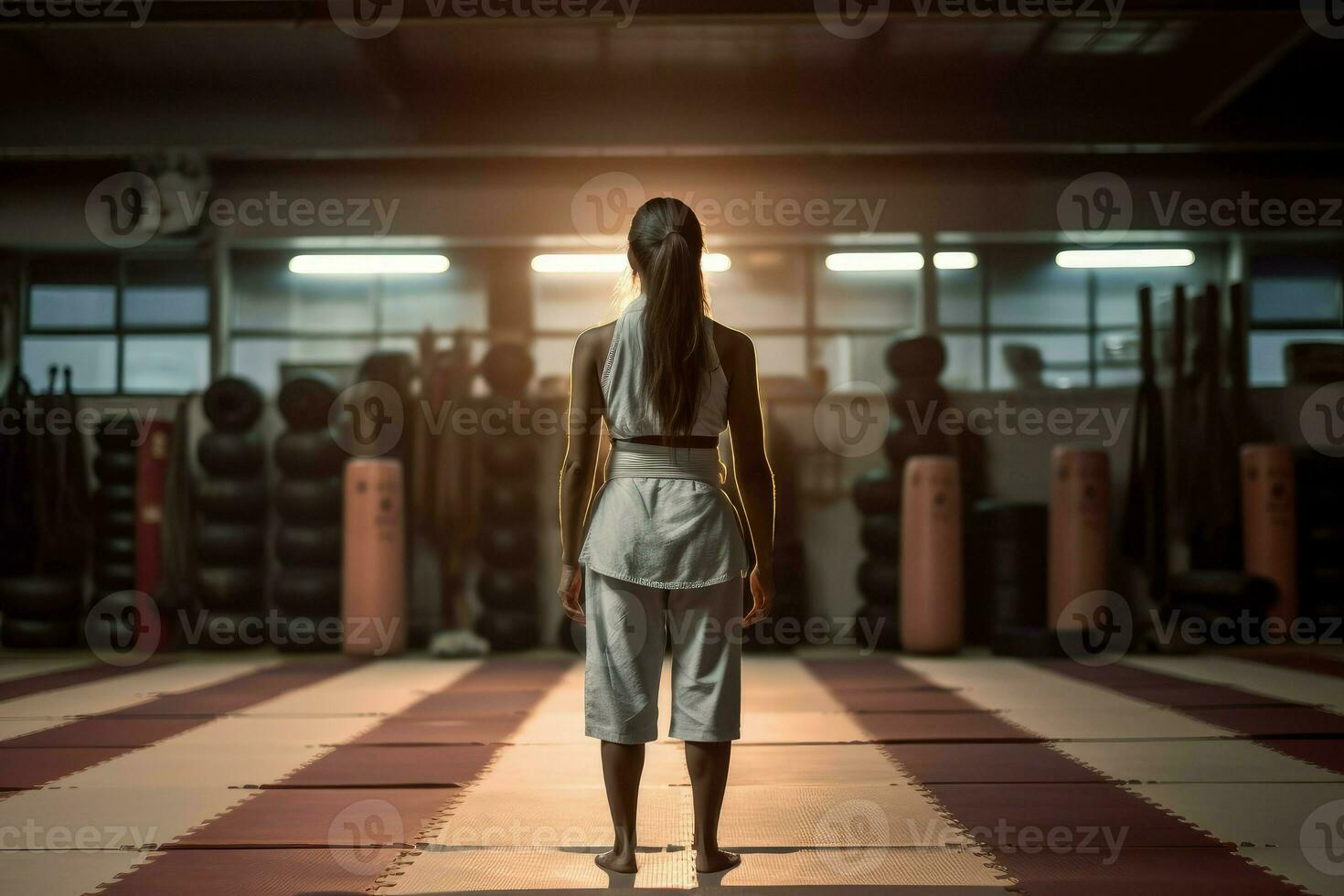 karatéka femme salle de sport. produire ai photo