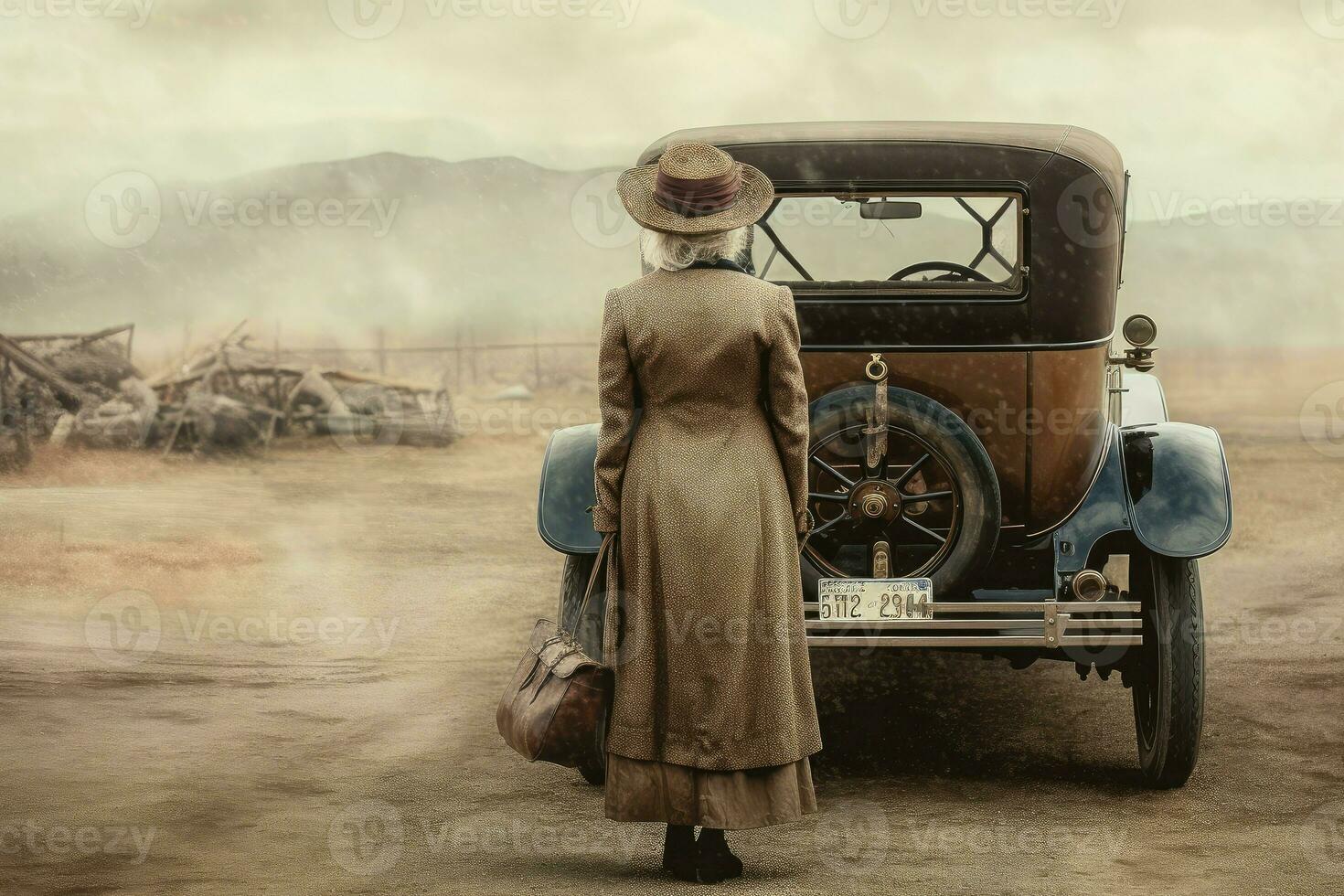 américain femme voiture 1920 an. produire ai photo