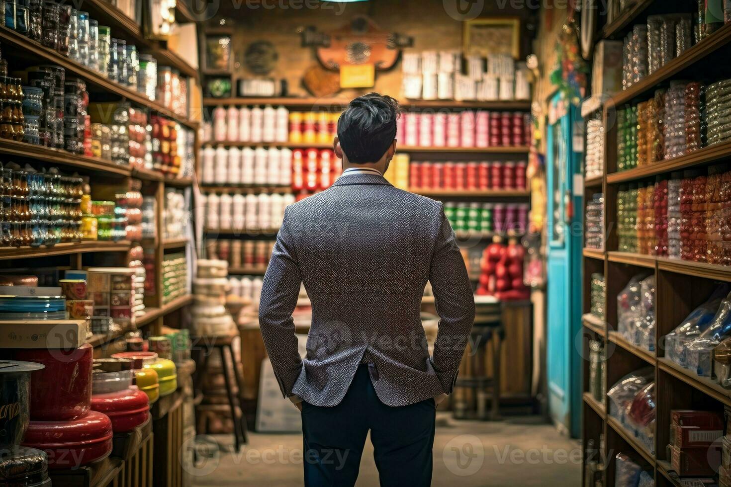 vendeur homme juste marché. produire ai photo