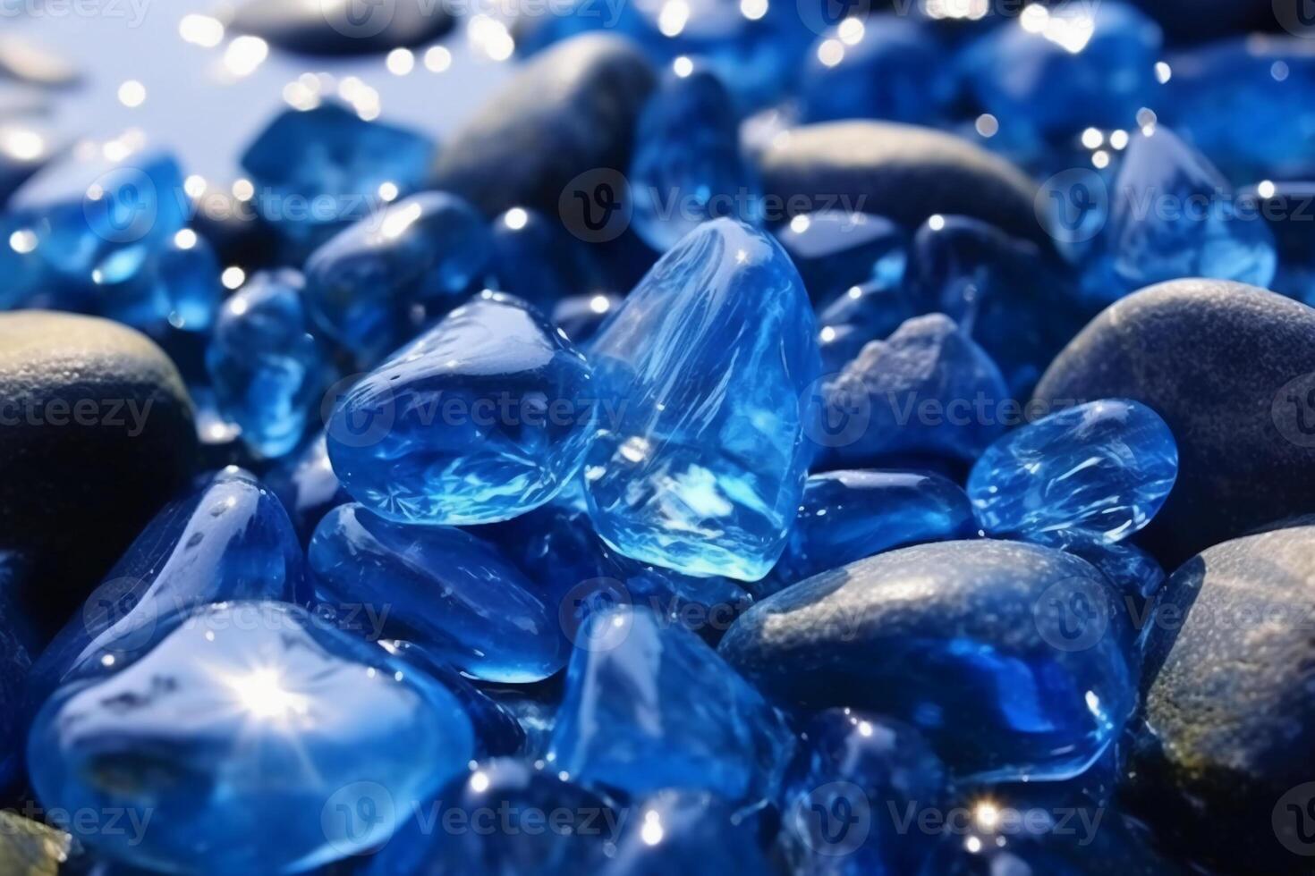 bleu et blanc cristal des pierres comme océan dans l'eau. ai génératif photo