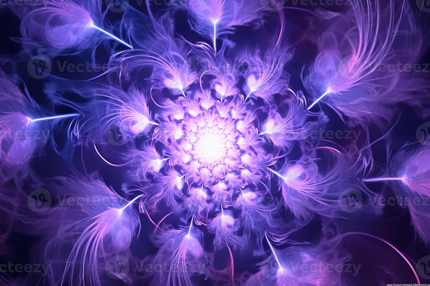 lazer lumière fractales, violet et blanche. ai génératif photo