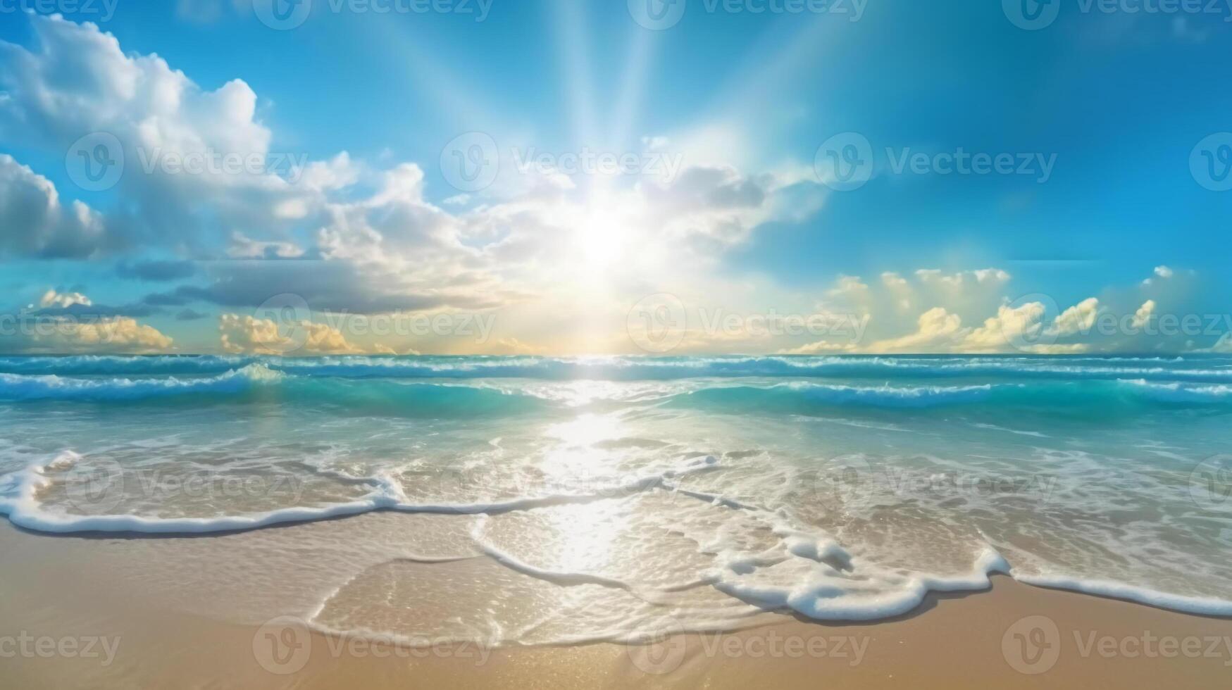 une magnifique plage avec cristal bleu l'eau et blanc sable. ai génératif photo