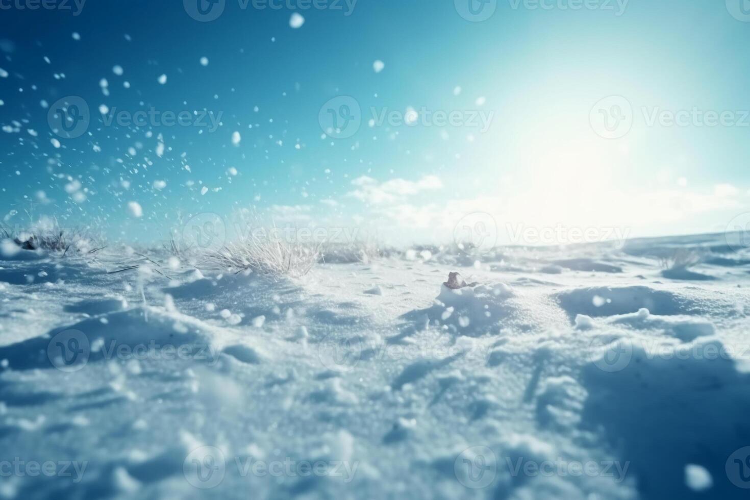 hiver neige Contexte avec congères, magnifique lumière et chute flocons de neige sur bleu ciel, dérive neige. ai génératif photo