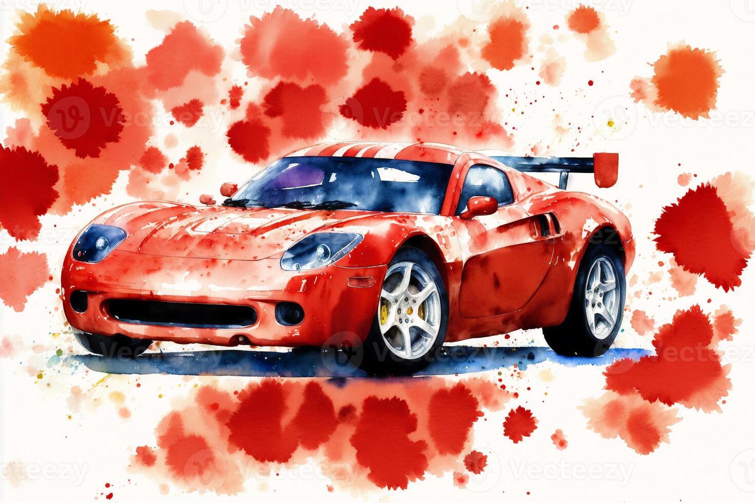 aquarelle sport auto. une éclaboussure de vitesse. aquarelle merveilles de des sports voitures. génératif ai photo