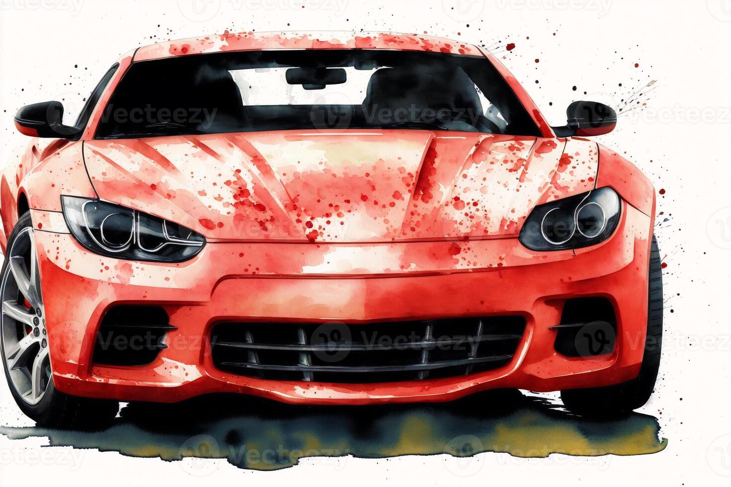 aquarelle sport auto. une éclaboussure de vitesse. aquarelle merveilles de des sports voitures. génératif ai photo