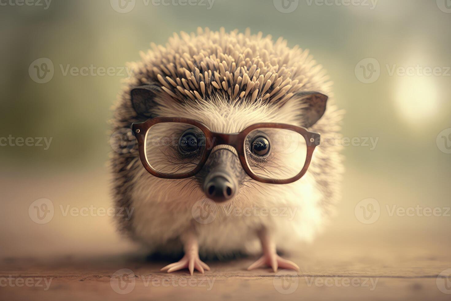 mignonne peu hérisson porte lunettes. ai généré photo