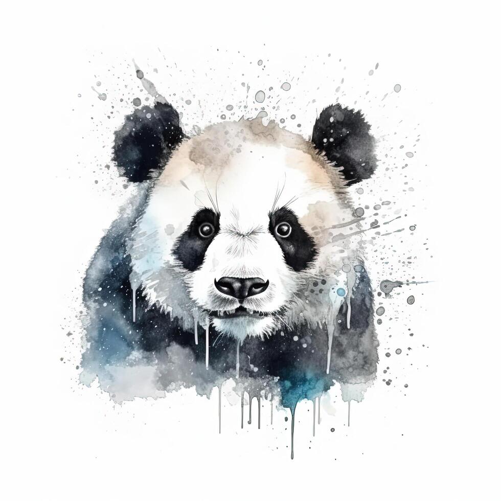 mignonne aquarelle Panda. illustration ai génératif photo