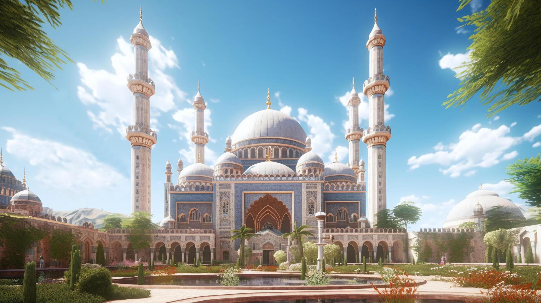 incroyable mosquée avec bleu ciel, génératif ai La technologie photo