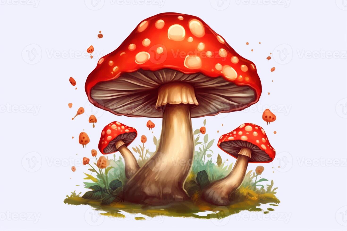 rouge champignon illustration isolé sur blanc Contexte. ai génératif photo