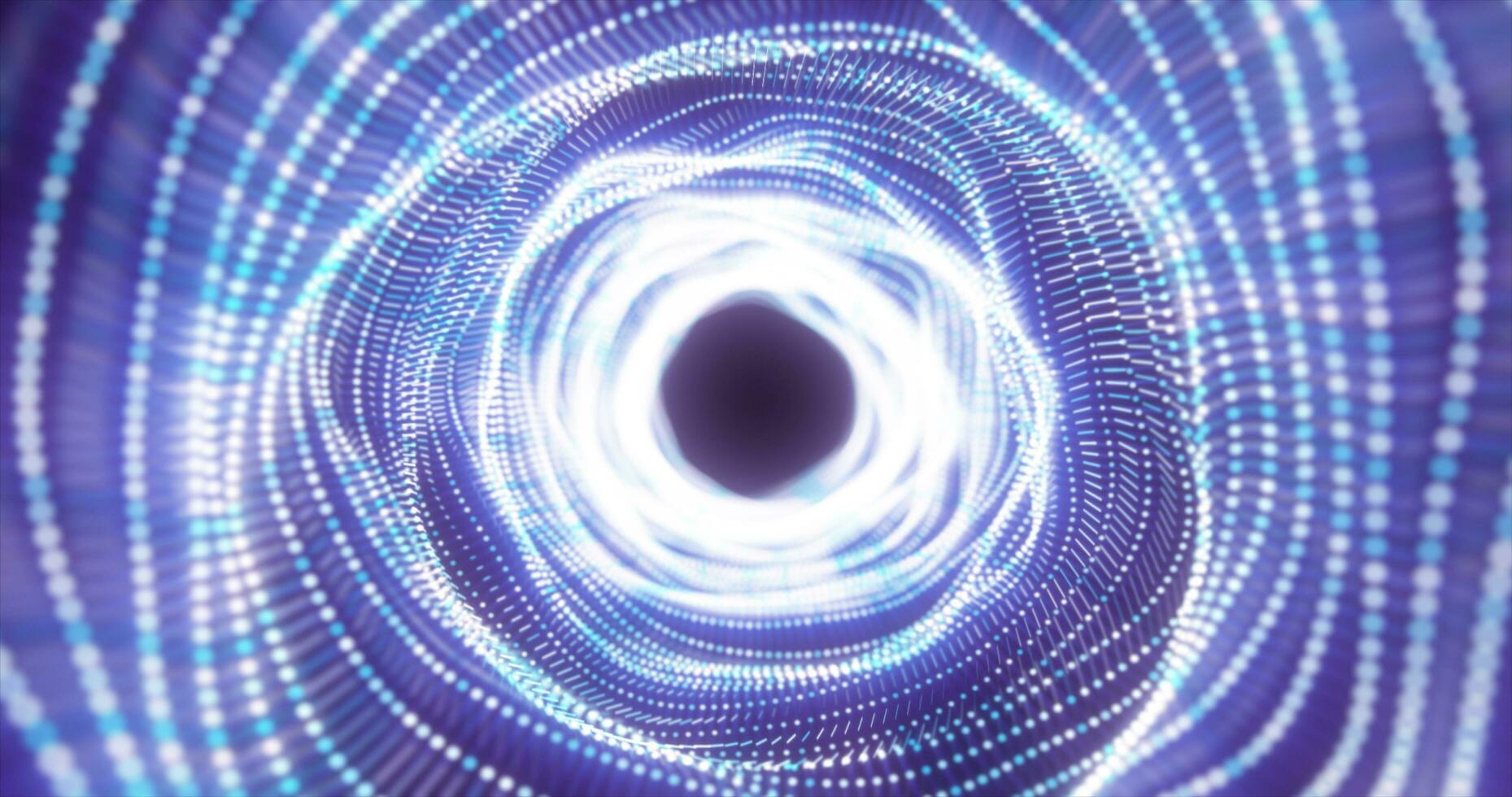 abstrait bleu énergie tunnel fabriqué de particules et une la grille de haute technologie lignes avec une embrasé Contexte effet photo