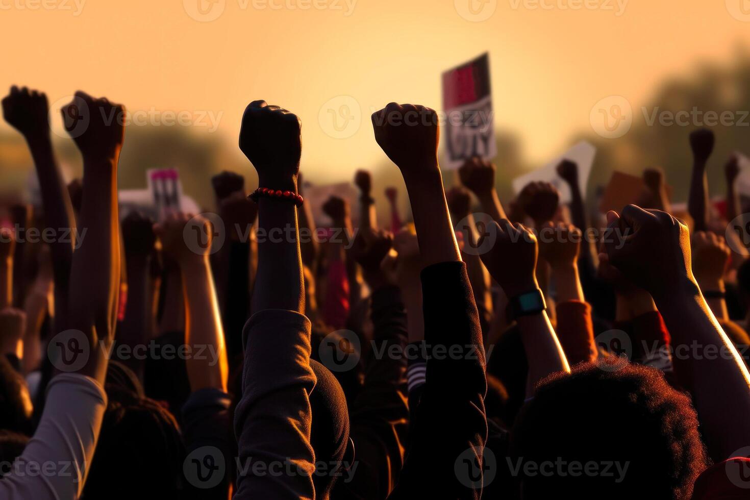 mains de manifestants gens génératif ai photo