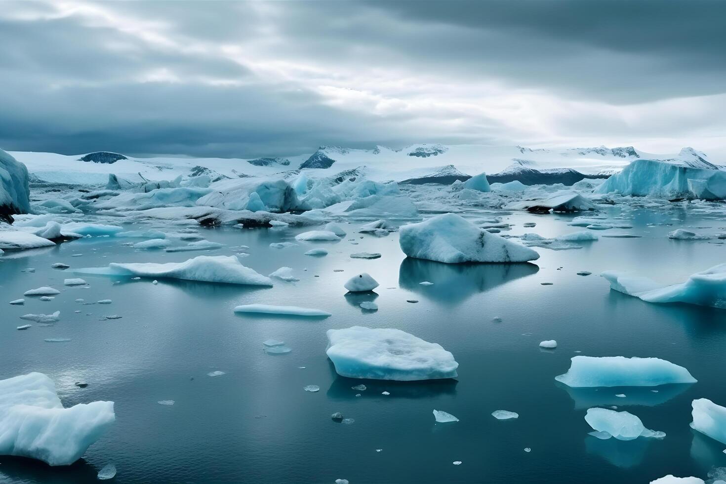 une Stupéfiant vue de majestueux icebergs dans le mer. fait avec génératif ai. photo