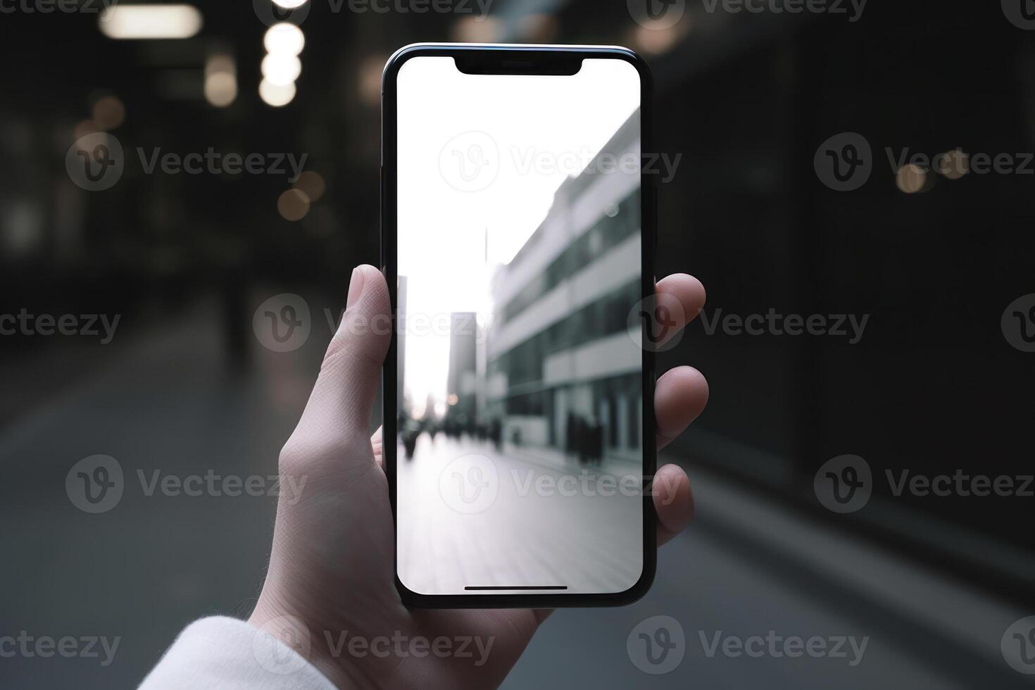 femme main tournage sur le téléphone génératif ai photo