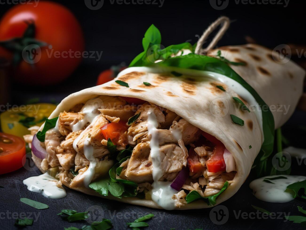 le captivant complexité de une poulet shawarma emballage photo