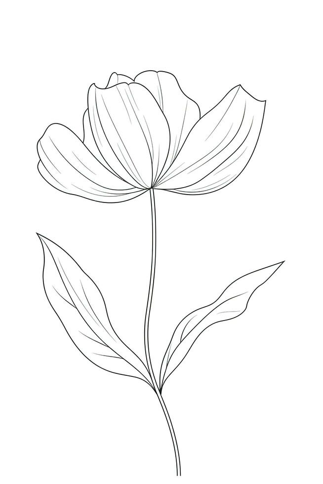 coquelicot fleurs dans continu ligne art dessin style. griffonnage floral frontière avec deux fleurs épanouissement parmi herbe. minimaliste noir linéaire conception isolé sur blanc arrière-plan, produire ai photo