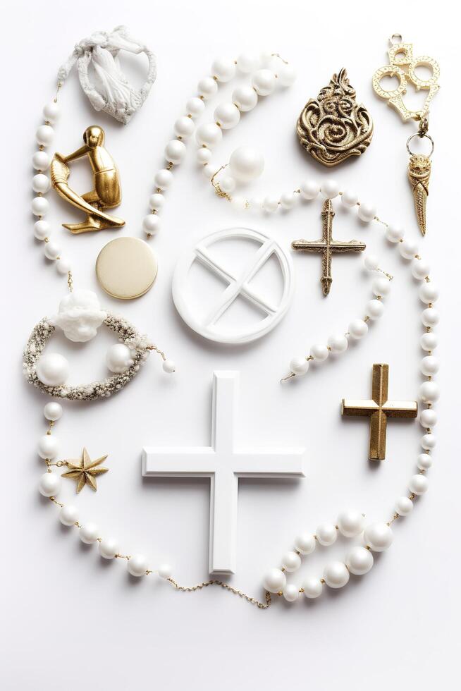 christianisme symbole le traverser Collier brille or généré par ai photo