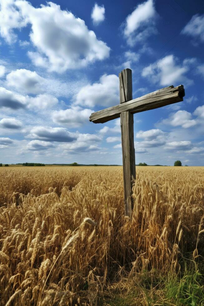 crucifixion de Jésus Christ - traverser à coucher de soleil, produire ai photo