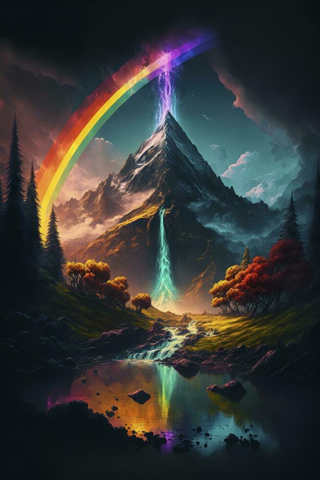 magique fantaisie arc-en-ciel, réaliste, max rive, dan mamanford, sylvain sarrailh, très détaillé, 4k, 8k, produire ai photo