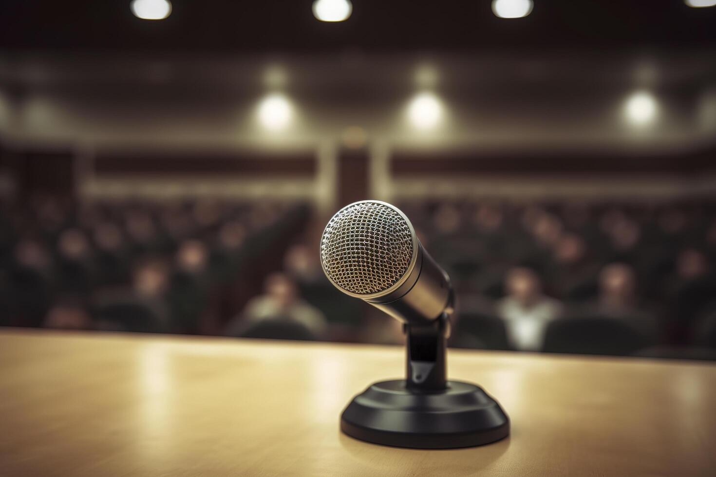 microphone dans conférence séminaire pièce , génératif ai photo